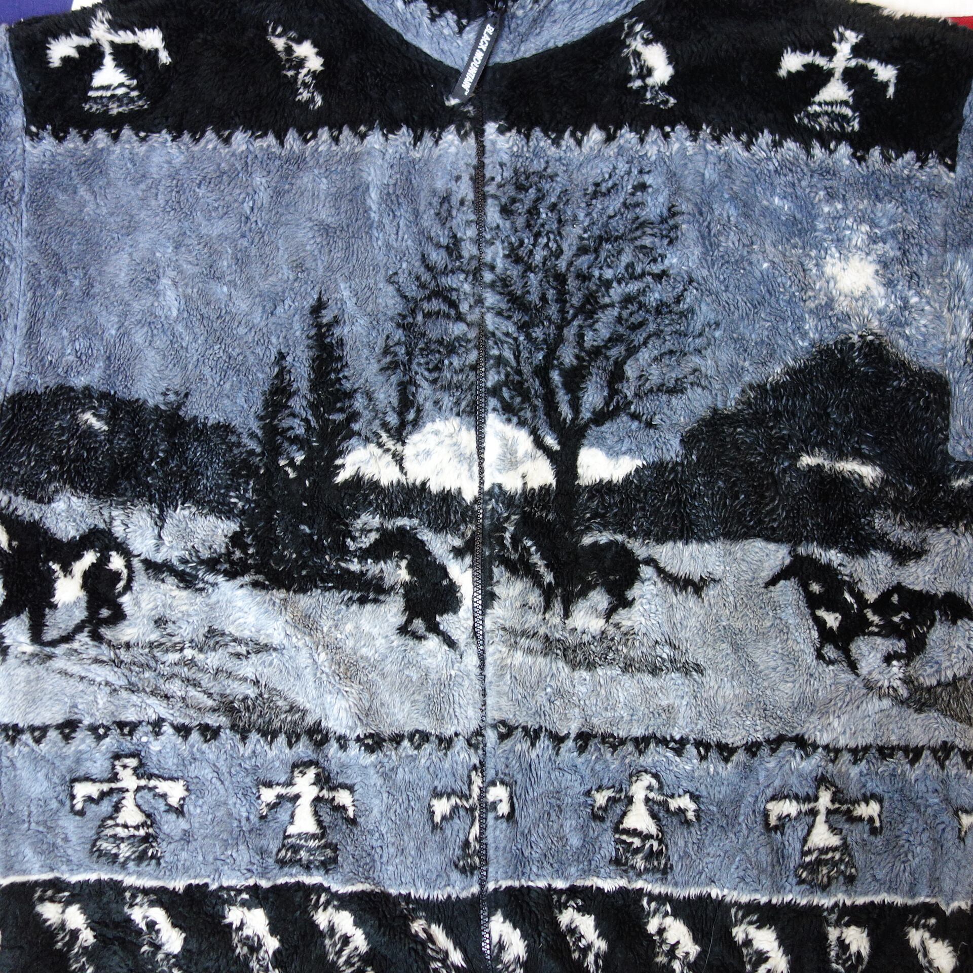 90's 【USA製】BLACK MOUNTAIN Horse ANIMAL FullPrint Fleece Jacket