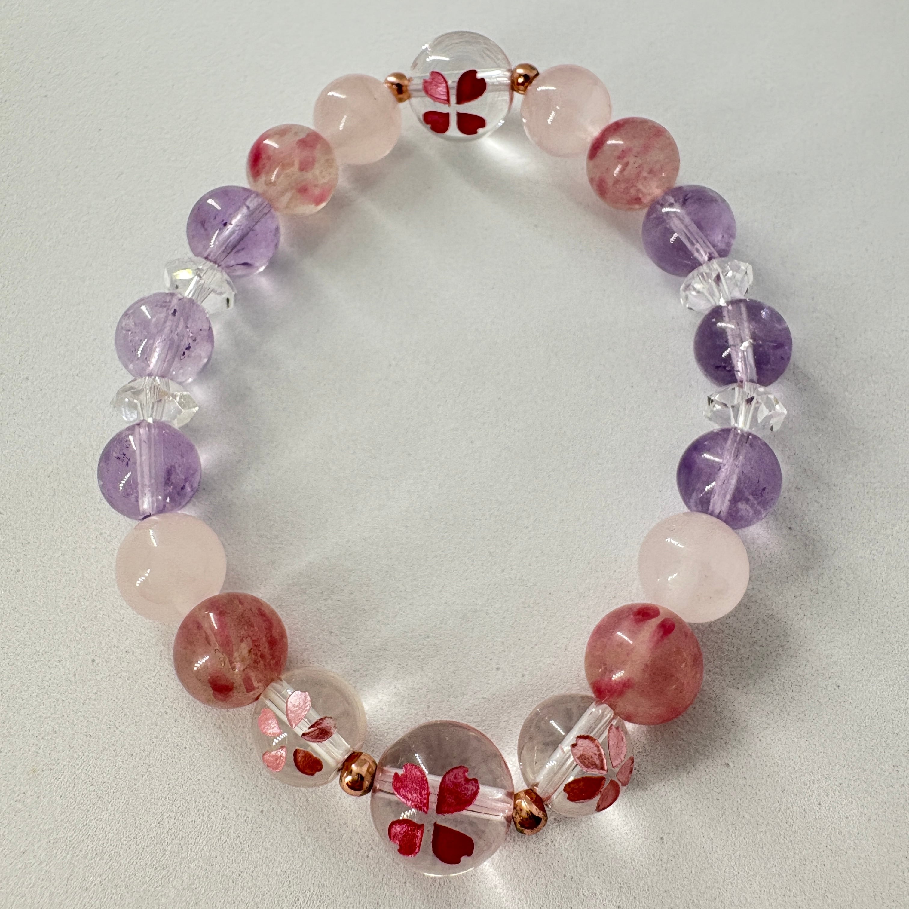 サクラ柄水晶 春彩ブレスPart1 内周14.5㎝