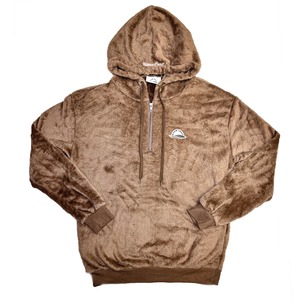 Logo embroidered poodle fur hoodie  "brown"【在庫限り】［発送予定：入金確認後1週間以内］