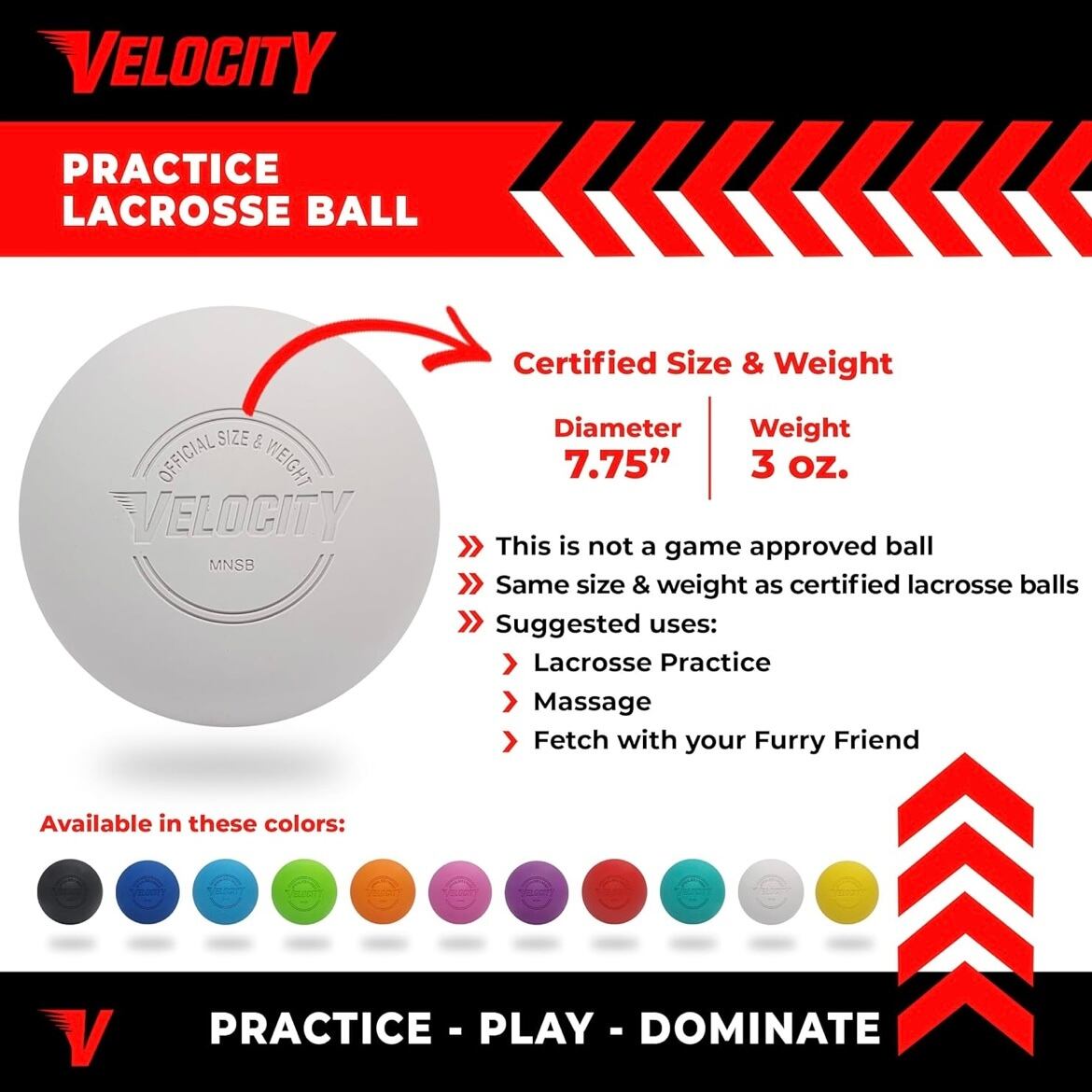 Velocity ラクロスボール ブラック（60個セット） ? 練習用・公式戦