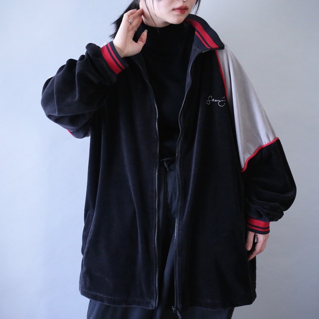 "Sean John" over silhouette switching design velours track jacket