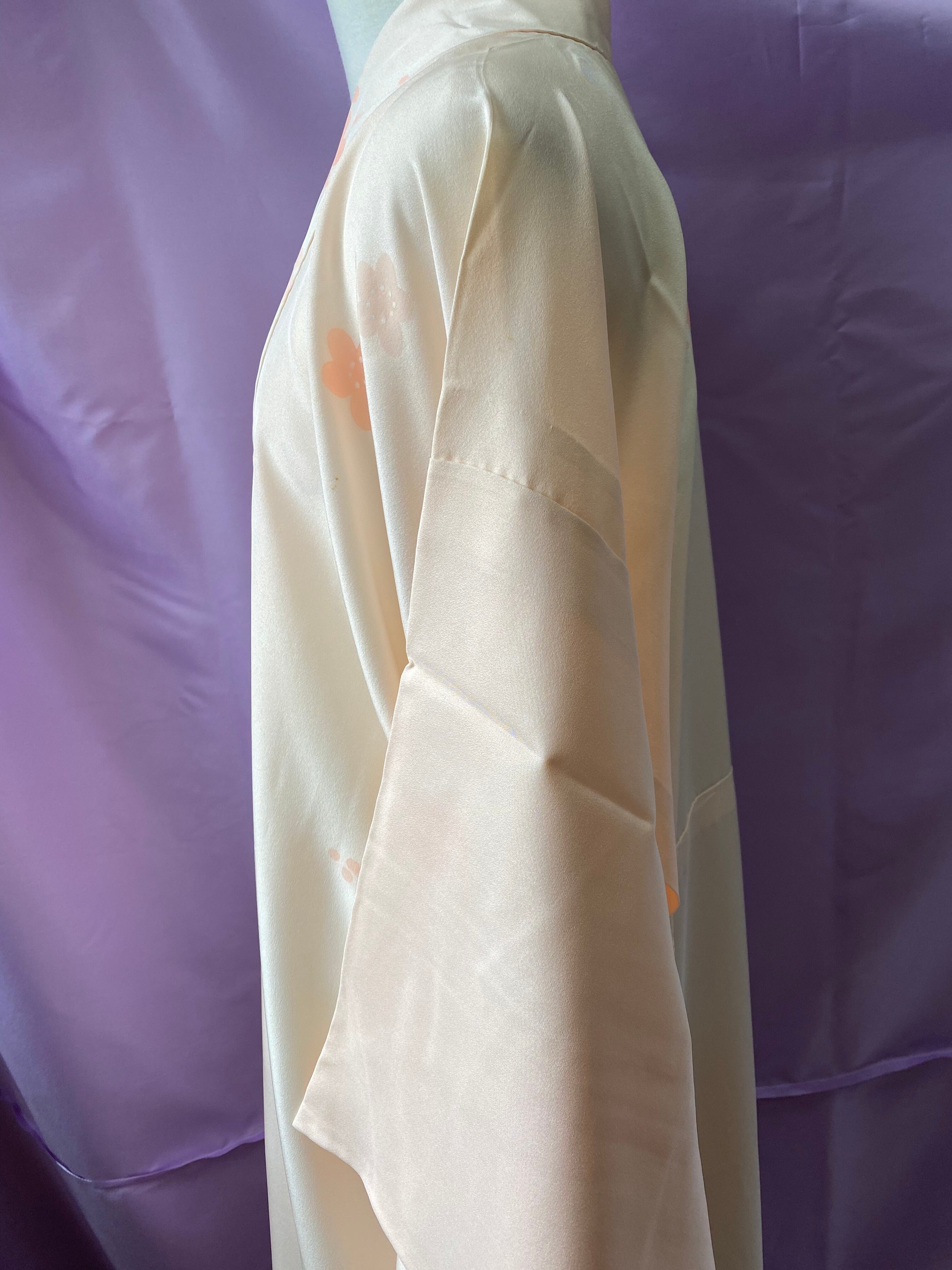 梅模様の単衣 正絹長襦袢 淡い桃色 無双袖 トールサイズ Lサイズ | 和