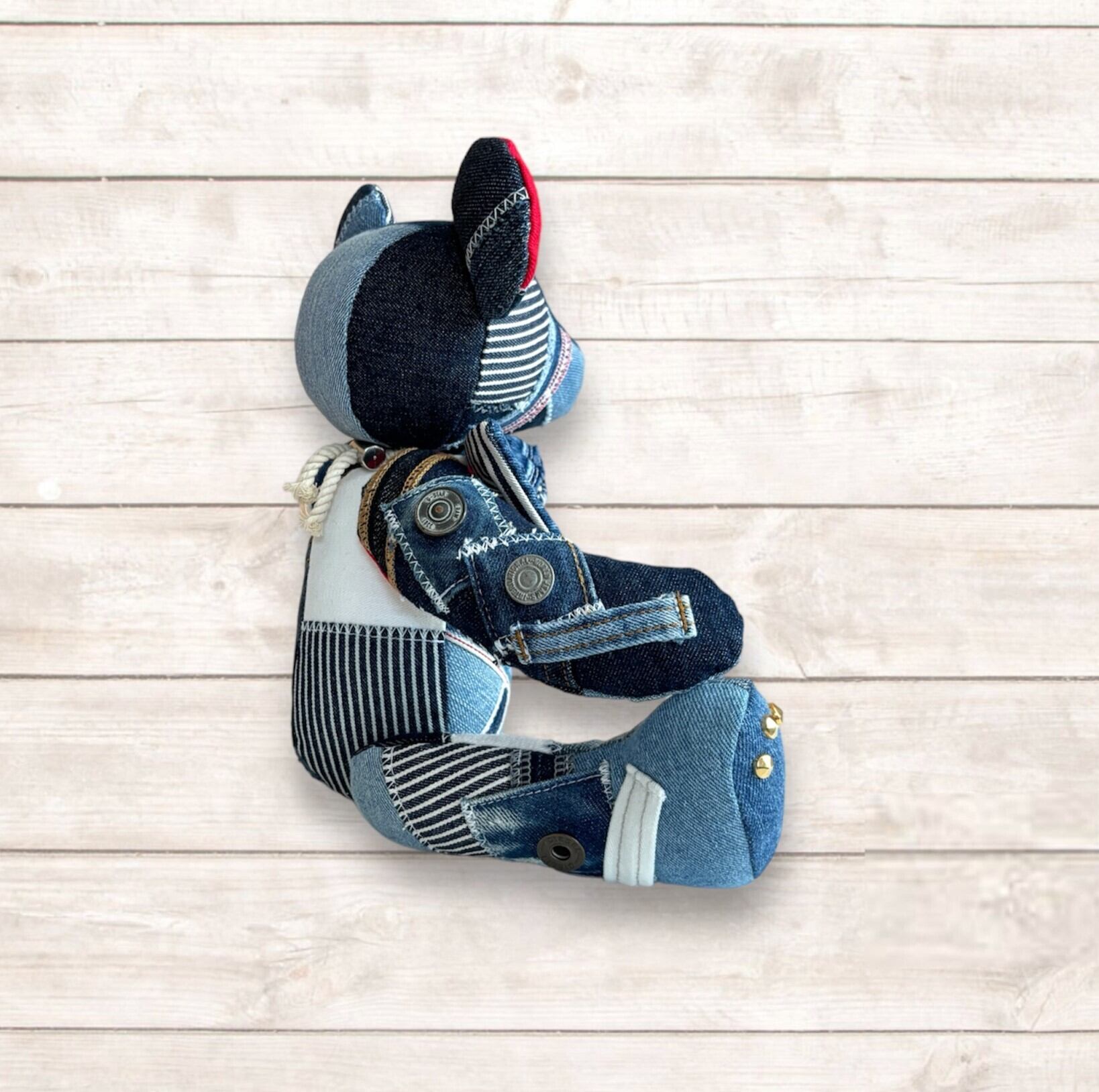 デニムリメイクバック　グレーフワモコクマ くま | デニムリメイクバッグ 一点ものデニムリメイクグッズ通販