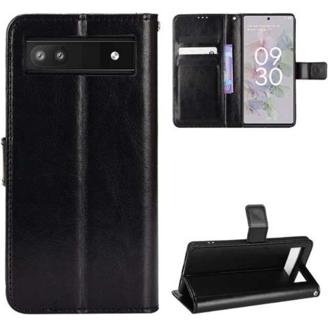 For Google Pixel 6a ケース 手帳型 For Google Pixel 6a ケース 手帳型 For Google Pixel 6a ケース 手帳型 手作り 高級PU レザーケース スタンド機能 落下防止 衝撃吸収 スタイリッシュ 横置き 耐衝撃 保護カバー 人気 For Google Pixel 6a 手帳型 ケース ブラック 13