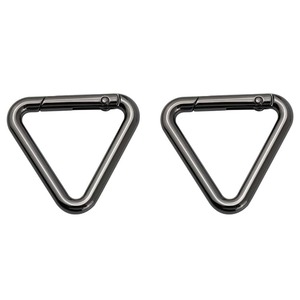【在庫のみ】三角カラビナ 多機能 テント アウトドア キャンプ 登山 自在金具 小型 カラビナ 三角 アルミ合金（41mm*38mm 2本ブラック）