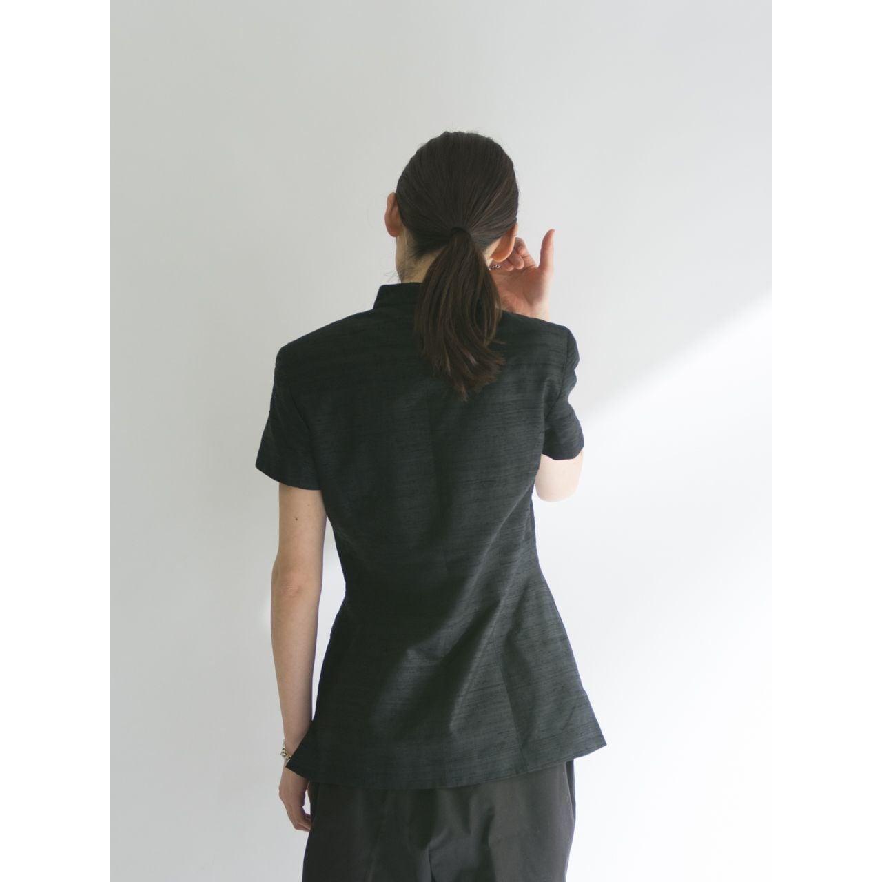 【IRENE VAN RYB】Made in France mandarin collar silk jacket（イレーヌヴァンリブ フランス製マンダリンカラーシルクジャケット）3d