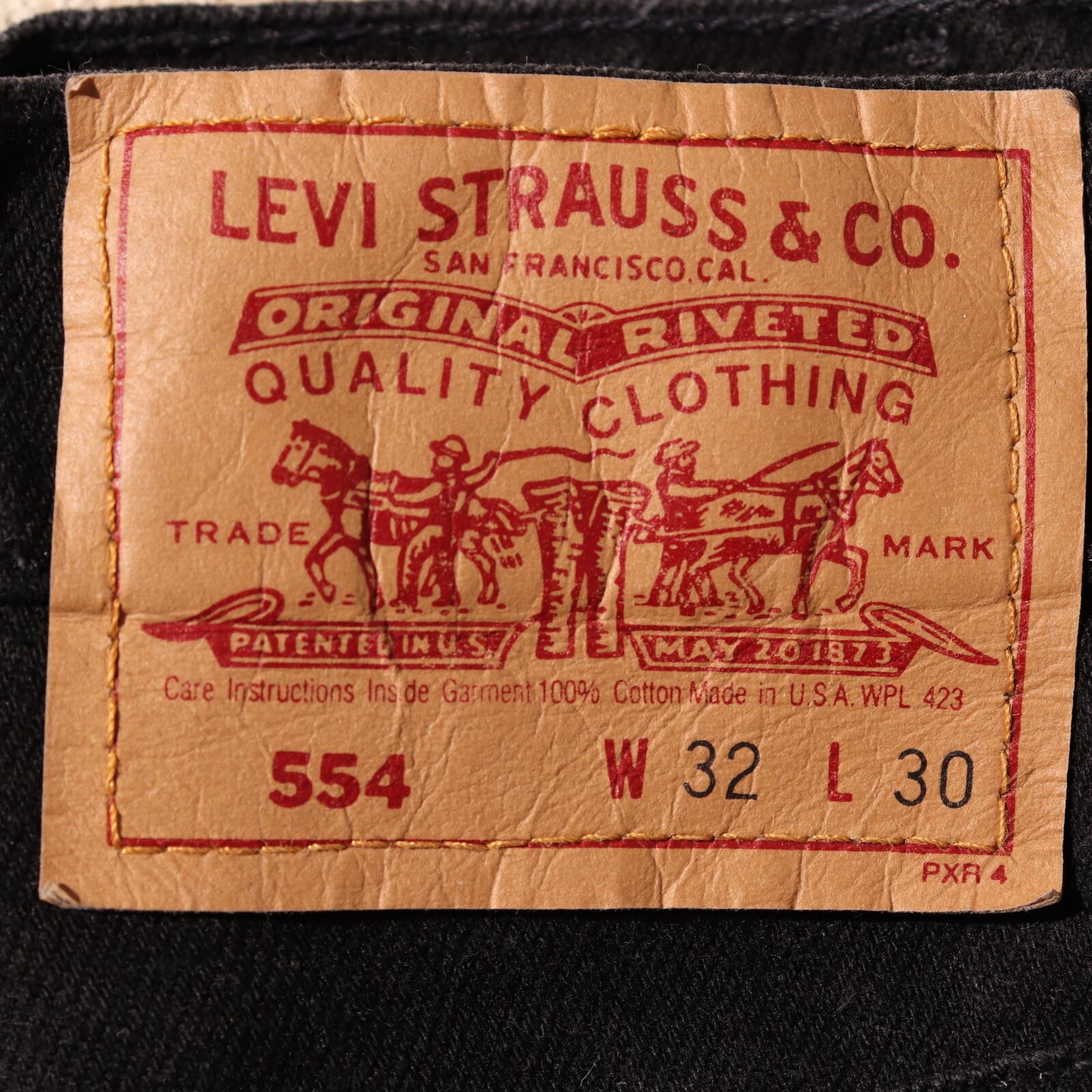 極美品 32×30 米国製 Levi's554 サルファー ブラックデニムパンツ