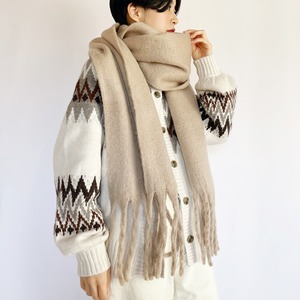 Brushed fabric stole (sand beige)