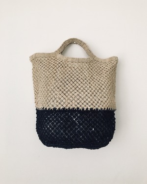 【SALE】 ジュート マクラメ ショッピングバッグ ナチュラル＋インディゴ / 【SALE】Jute macrame shopping bag Nat/Indigo Maison Bengal