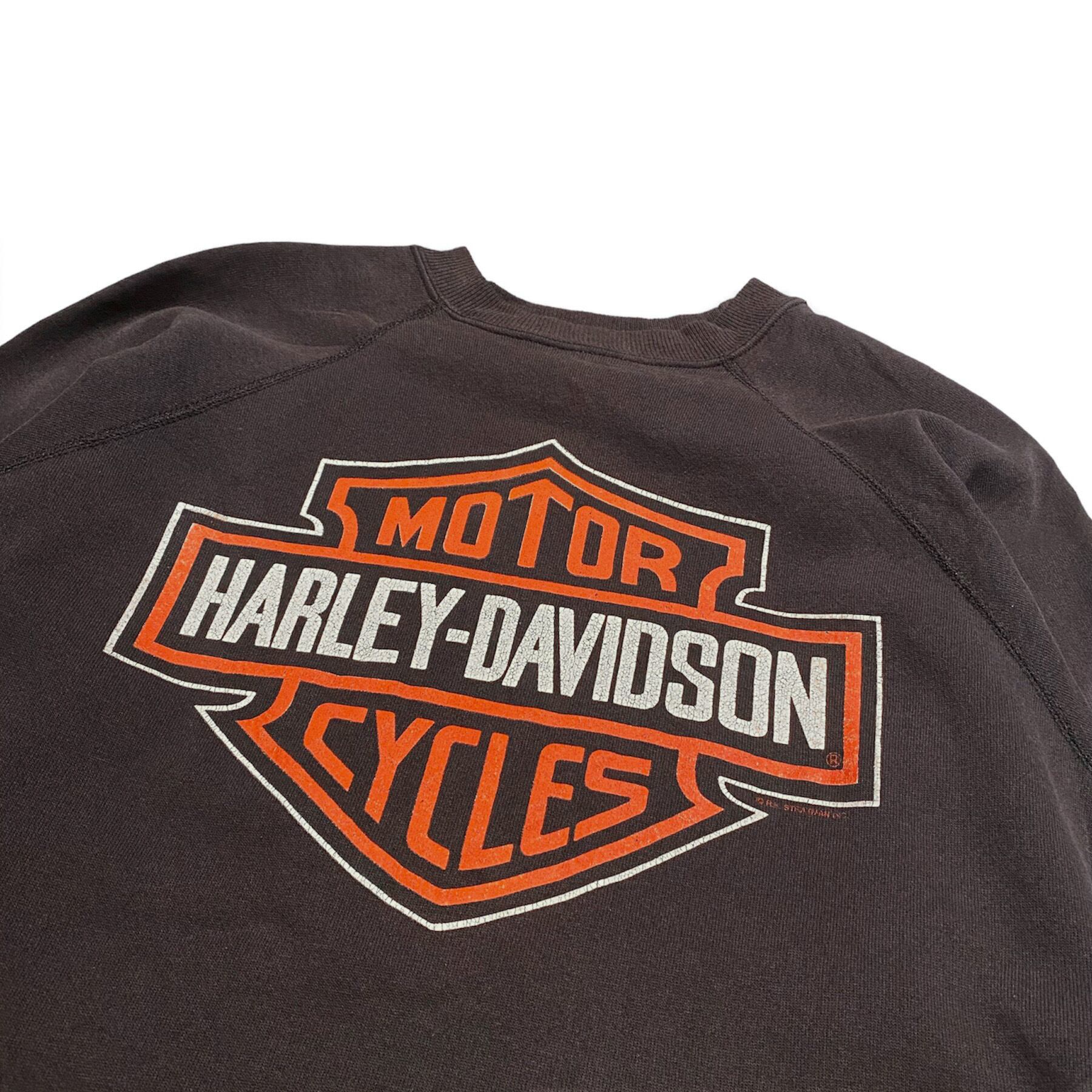 90s USA製 HARLEY DAVIDSON 刺繍 ゴールドライン スエット