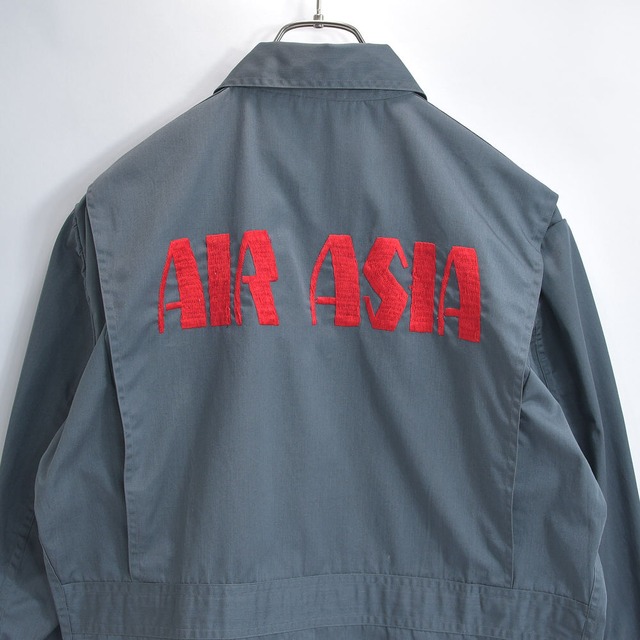 60s～ AIR ASIA ロゴ刺繍 デザイン ワークジャケット 作業着 アウター ヴィンテージ ビンテージ USA アメリカ古着 メンズM相当