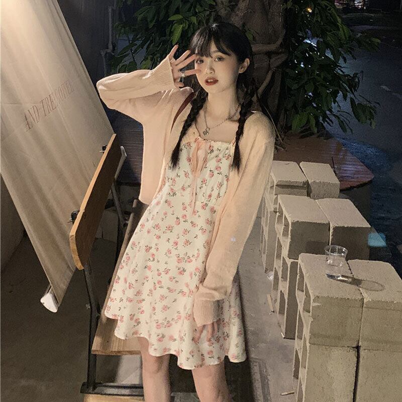 フローラルスカート ドレス サマーショートスタンダード レトロ 大人ガーリー スウィート キュート カジュアル 夏物 花柄 萌量不足11233390166