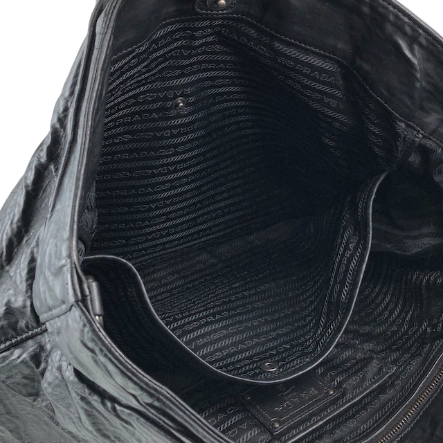 PRADA プラダ ハンドバッグ ブラック ロゴ レザー 2WAY vintage ヴィンテージ オールド ctcsm5