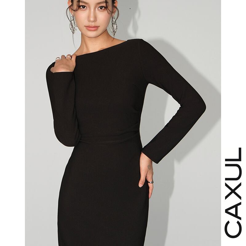 caxul ワンピース ボートネックミディ丈ワンピース/2color | CAXUL