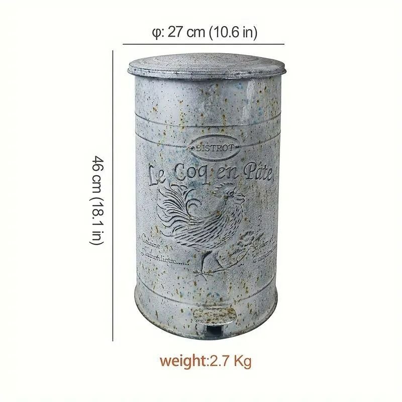 ダストボックス ヴィンテージ調 金属製 ゴミ箱 蓋つき 刻印 ステップ