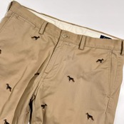 Polo Ralph Lauren ポロ ラルフローレン SLIM FIT 犬刺繍 アニマル コットン チノパン 34/32/ベージュ系 メンズ