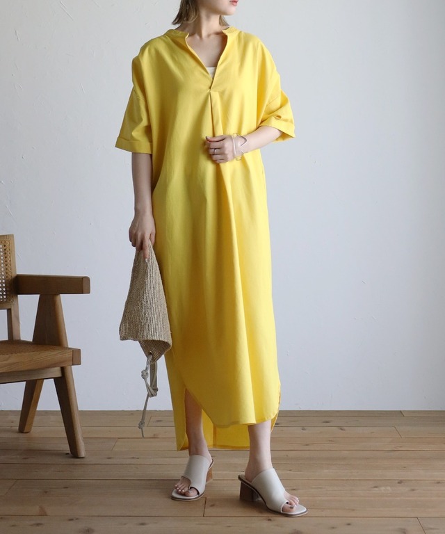 マキシ丈ロングバックデザインワンピ