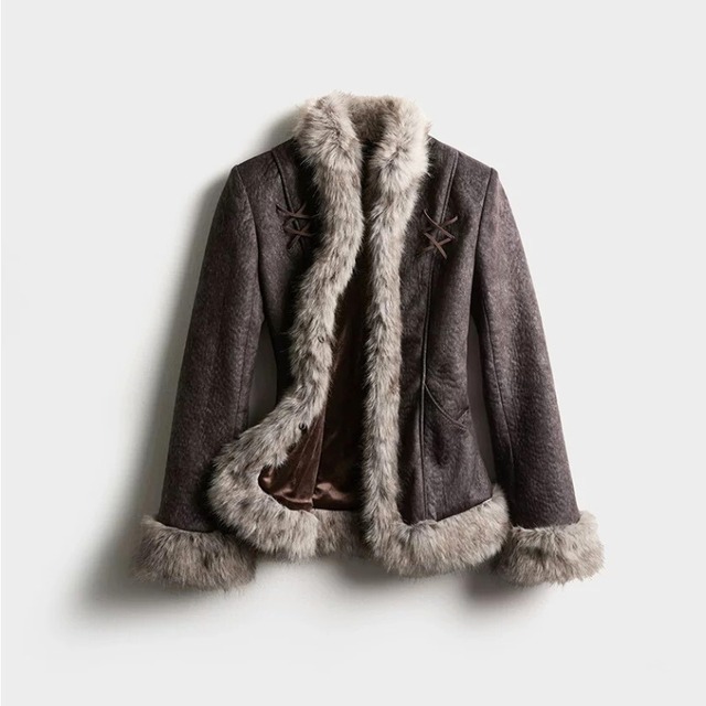 Faux fur edge jacket C1364