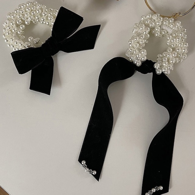 pearl ribbon hair accessory （2type）<a555>