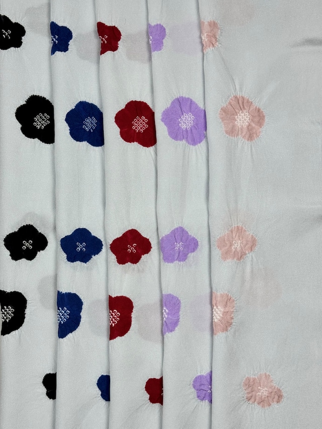 京絞り輪出し 梅柄帯あげ 全5色   （梅八つ付き、銀鼠地色）