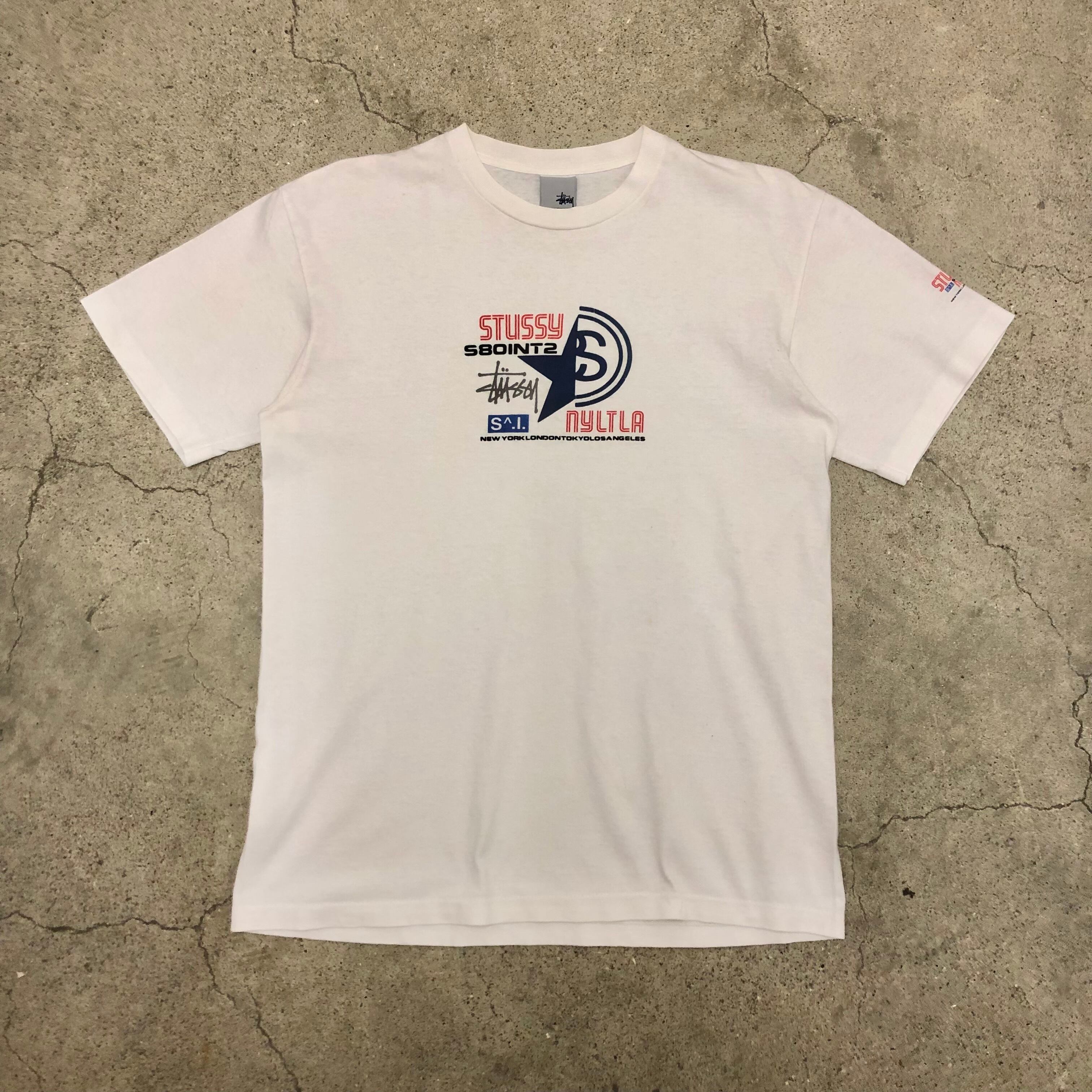00s OLD STUSSY/NYLTLA print Tee/USA製/銀タグ/M/インターナショナル