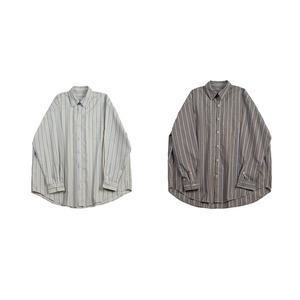 Stripe pattern oversized shirt 0193