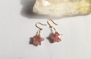 ∞ピンクエピドート・星形ピアス