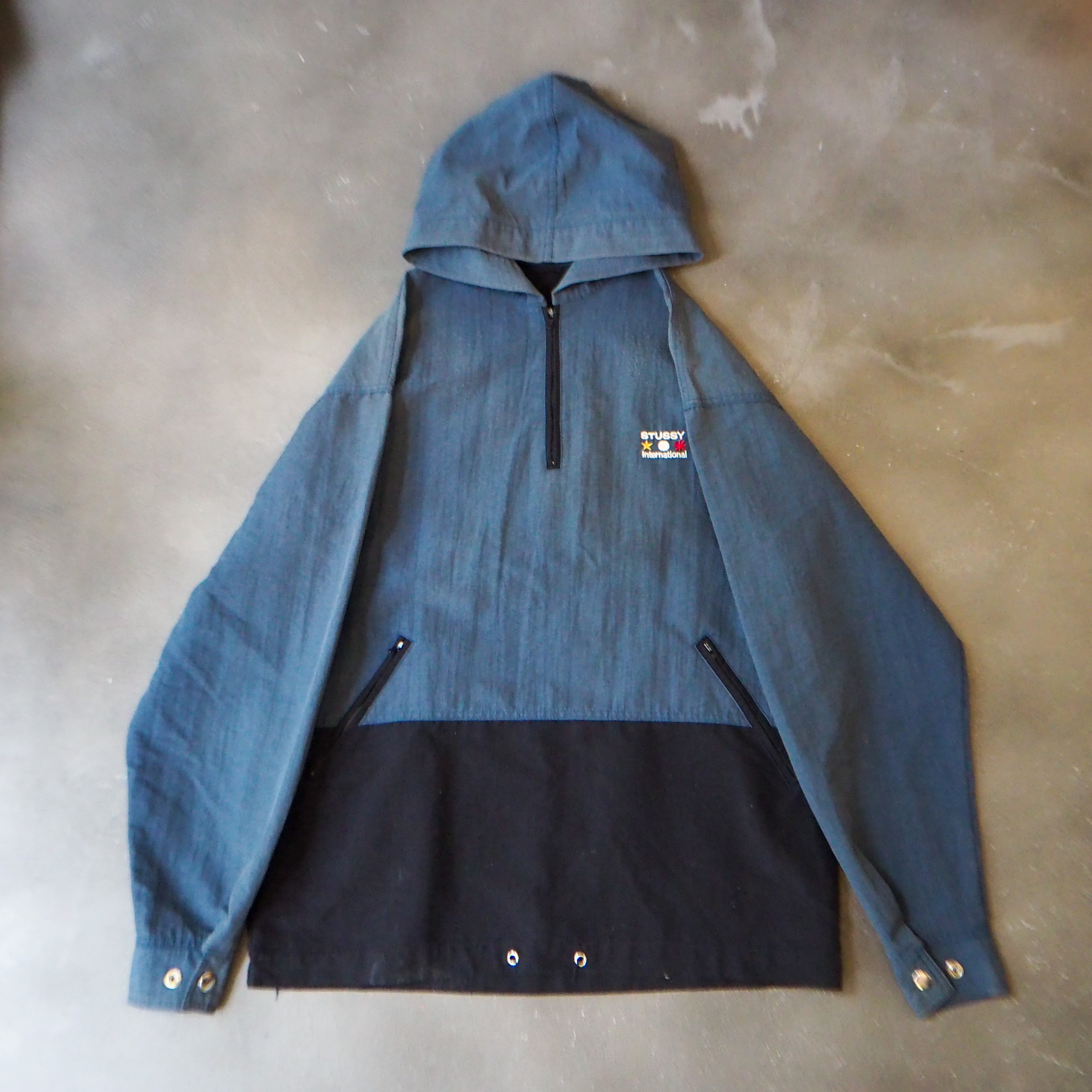 90s OLD STUSSY Check Cotton Anorak Parka