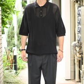 mesh knit polo black
