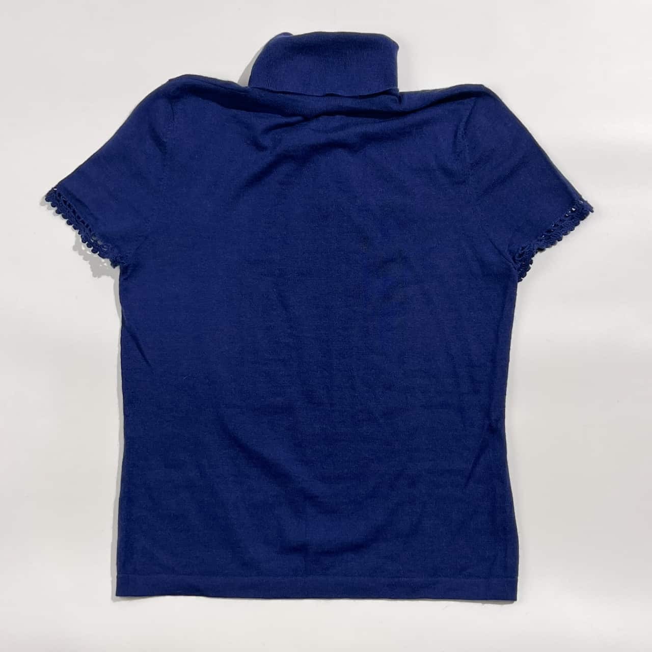 カシミヤ100% K.T KIYOKO TAKASE キヨコタカセ ハイゲージ タートルネック 半袖 ニット 9 /ネイビー 青紫系 レディース