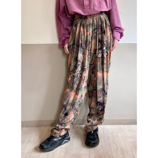 1990s Tropical Rayon Pants made in Finland