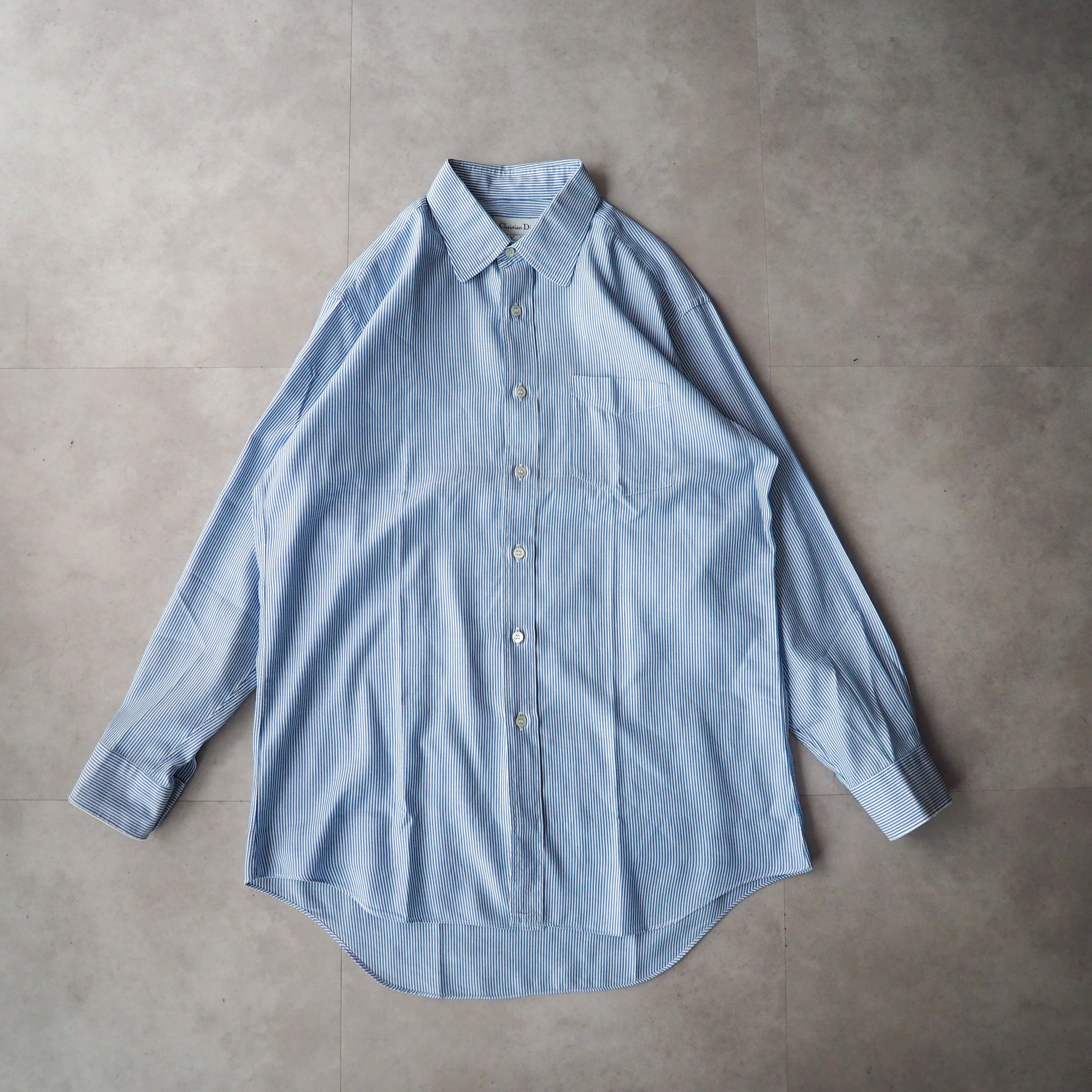 “Christian Dior” blue stripe shirt クリスチャンディオール ライトブルー ストライプ シャツ