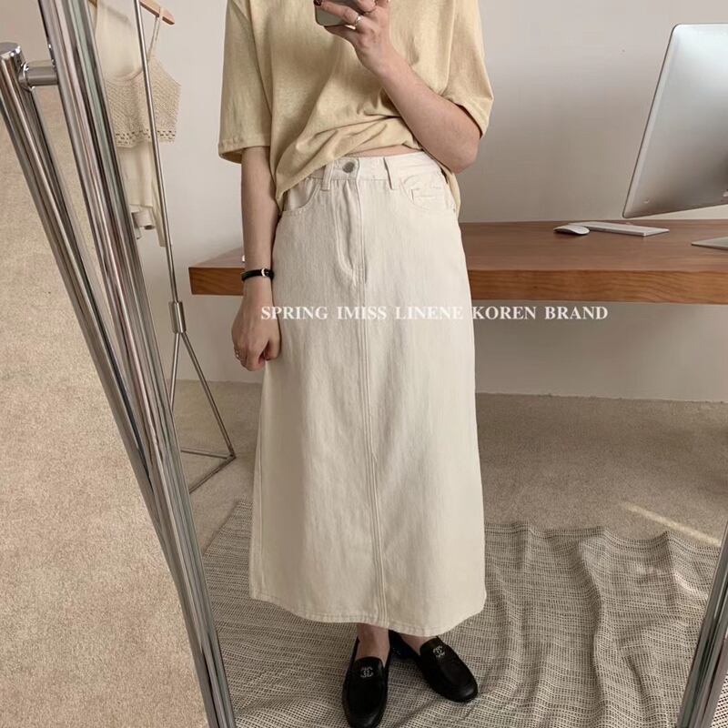 ソリッド カラースカート ハイウェストウェスト薄手Aラインレディース ソリッドカラー ビッグFスモールZ韓国18908703838