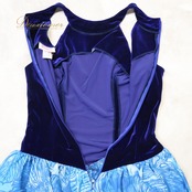 【美品 ハワイ製 フラダンス衣装】ブルー系 CC Fashions ワンピース ドレス 青 水色 ベロア モンステラ柄 袖なし ハワイアン
