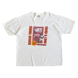 USED 90's GEAR for Sports tee "DERRICK THOMAS 58 Third & Long" - white