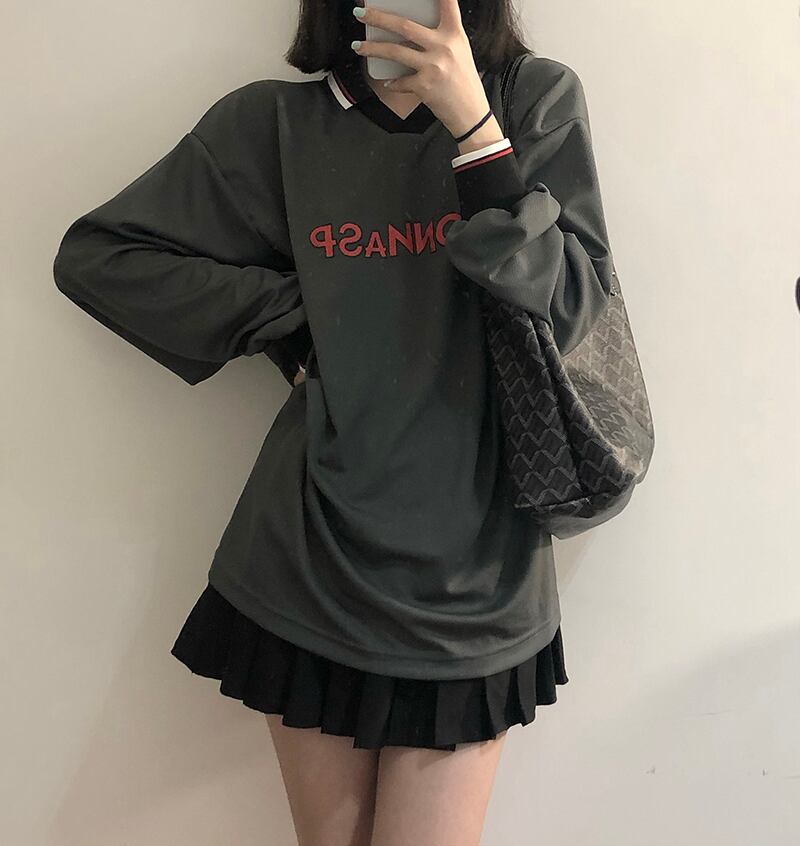 ダークグレープリントセーター オータムシャツ ジャケット ロング 秋物 モンロー38109340670