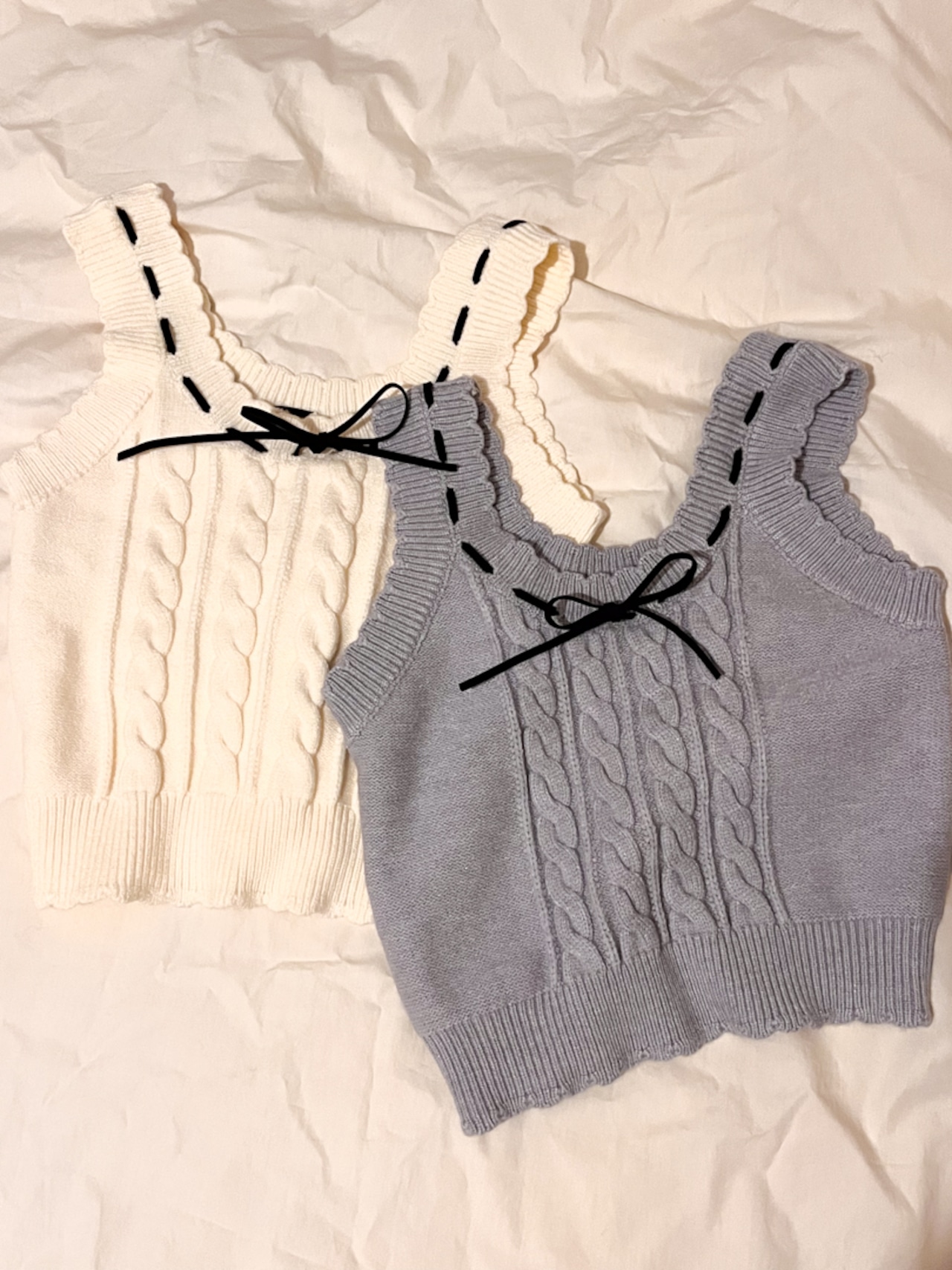 ケーブルニットリボンベスト LK1501