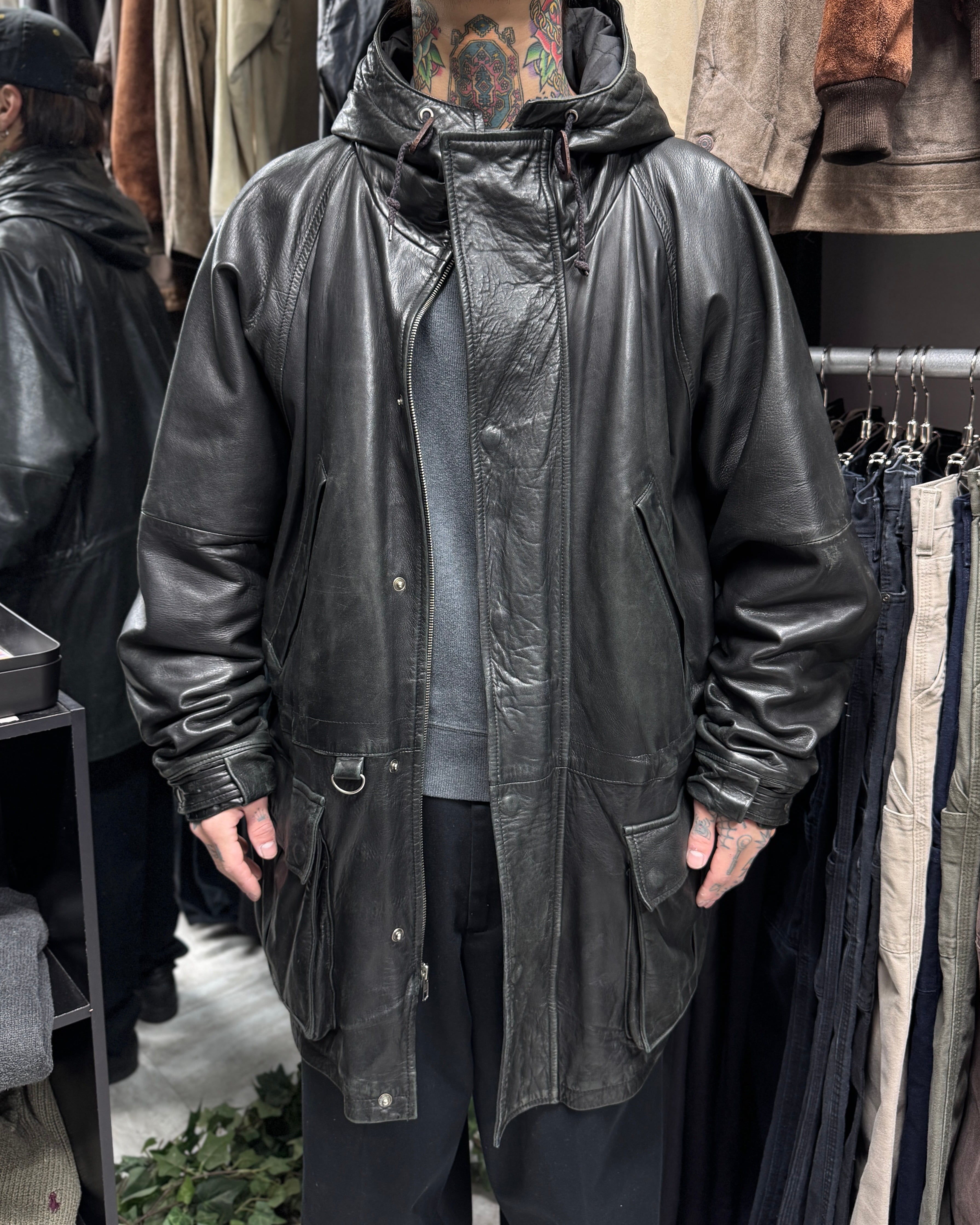 90's Polo by Ralph Lauren Leather Mountain Jacket “Black” 【Other
