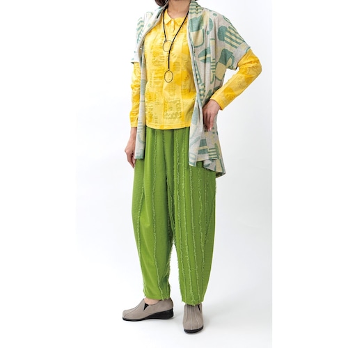 ドット＆ボーダーインレーインターシャ 着流しベスト【250-2242】　