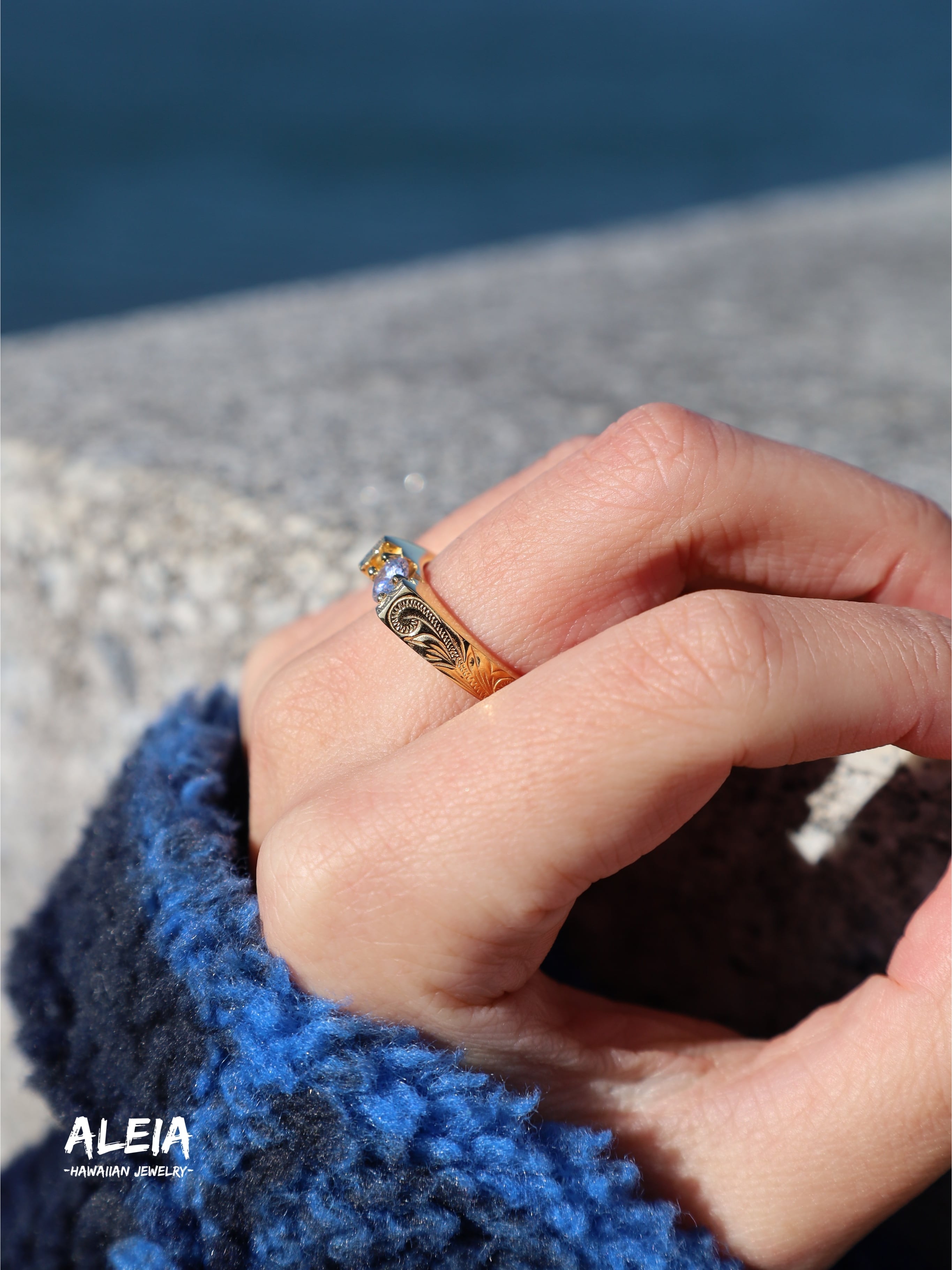 ハワイアンジュエリー 刻印可能》zirconia stone ring [316L] ハワイアンジュエリー | ALEIA