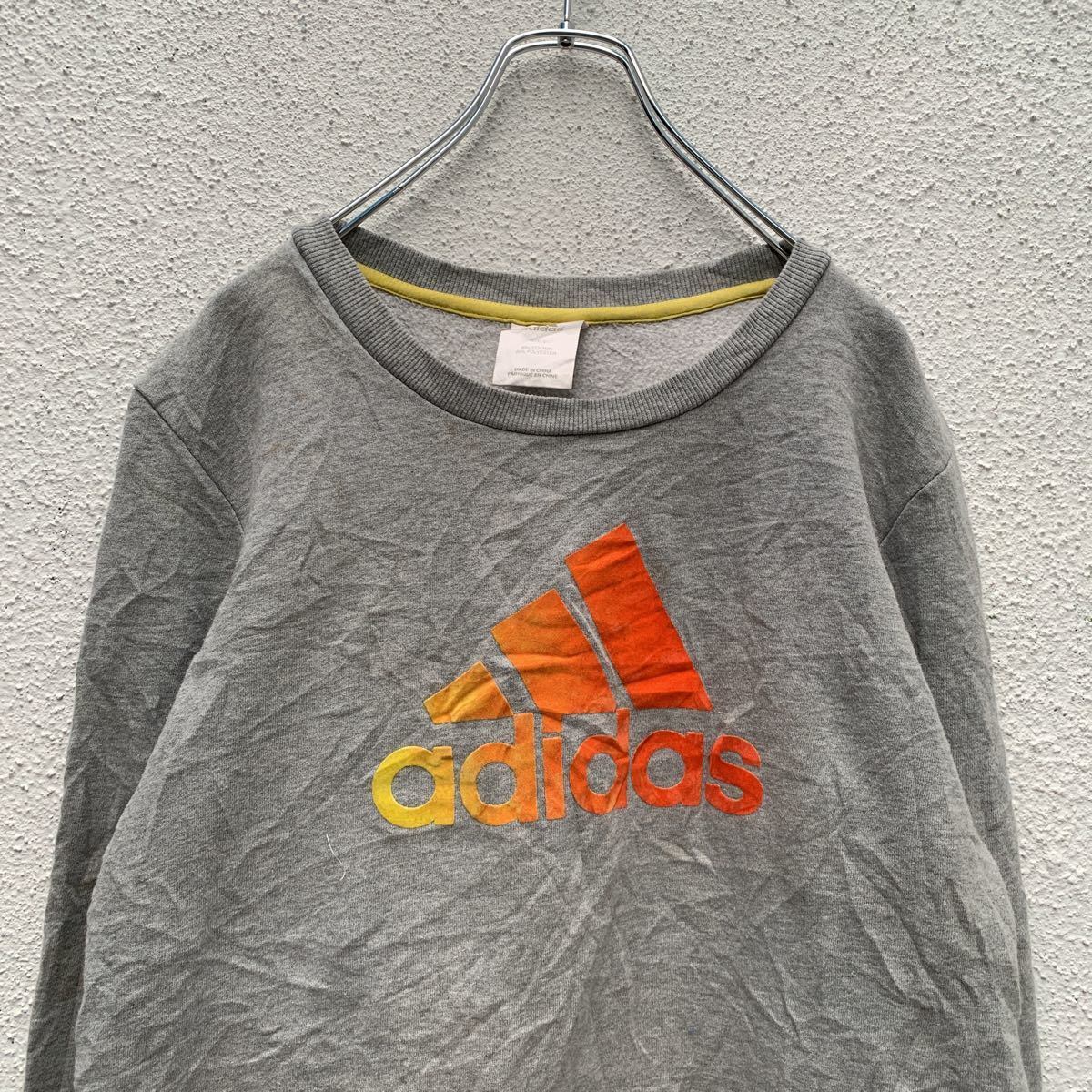 adidas スウェット トレーナー ウィメンズ L グレー オレンジ