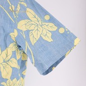 メンズ マジュン OCEAN BLUE MAJUN トップス ブラウス ブルー系 シャツ アロハシャツ 花柄 ドット柄 水玉 水色 黄 明るい カジュアル かりゆし かわいい おしゃれ お出かけ フラワー 半袖 イエロー系