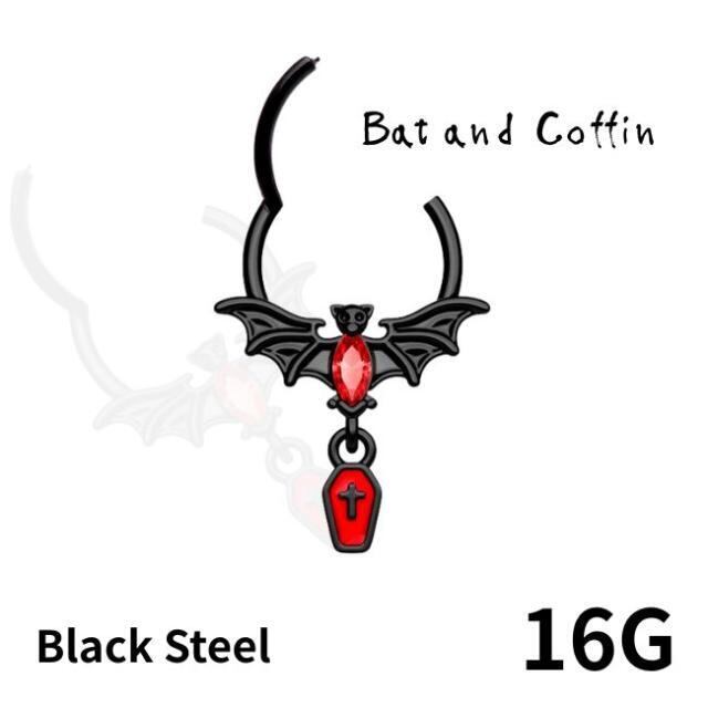 ボディピアス 16G コウモリ Bat and Coffin ハロウィンピアス