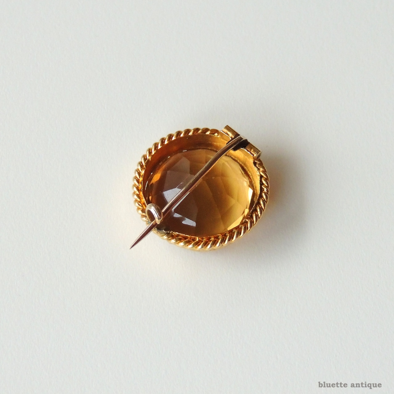 英国アンティークジュエリー 15ctゴールド 天然シトリン ブローチ (ソーティングメモ付)