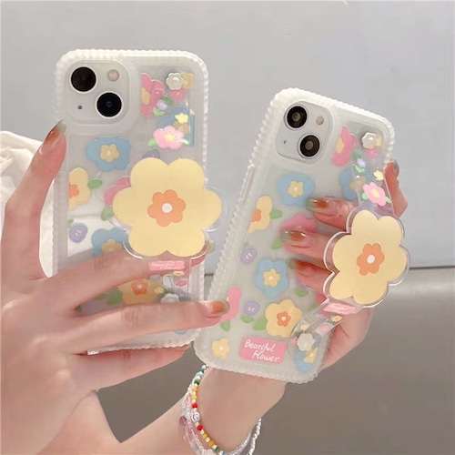 iPhoneケース iPhone14 iPhone13 ベルト付き 花柄 カラフル ポップ かわいい スマホケース おしゃれ 韓国 2595