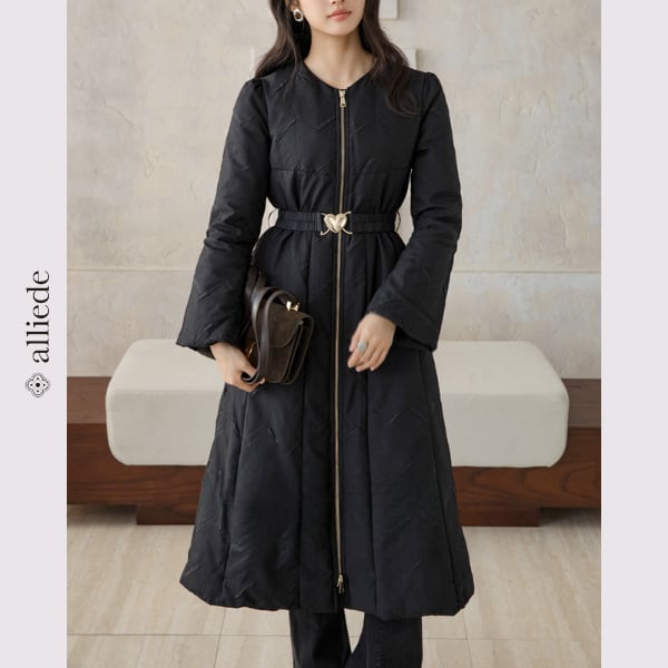 ハートバックルダウンロングコート A3390