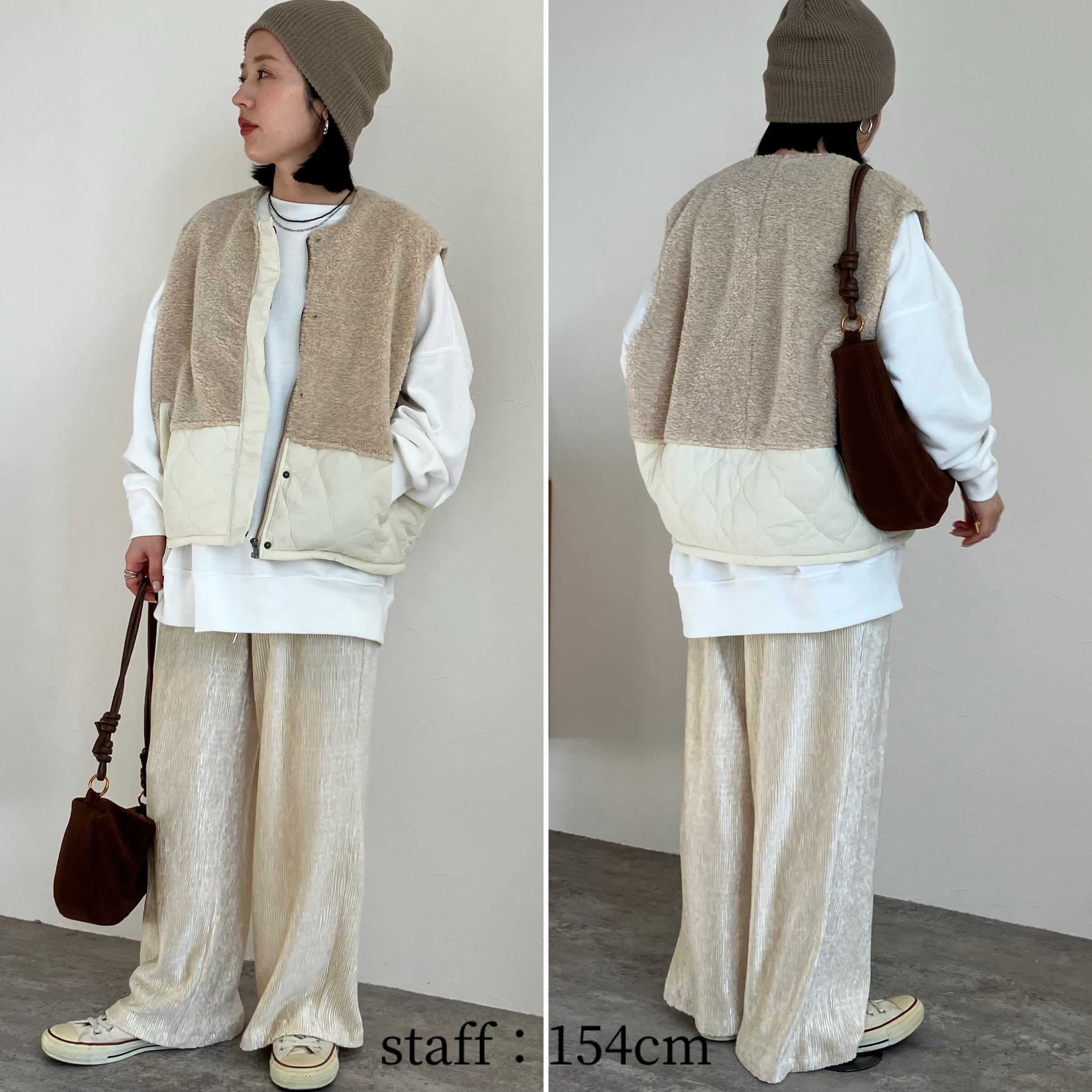 ボア×キルティングエッグベスト【an-D251419L-z】宅配便送料無料/宅配