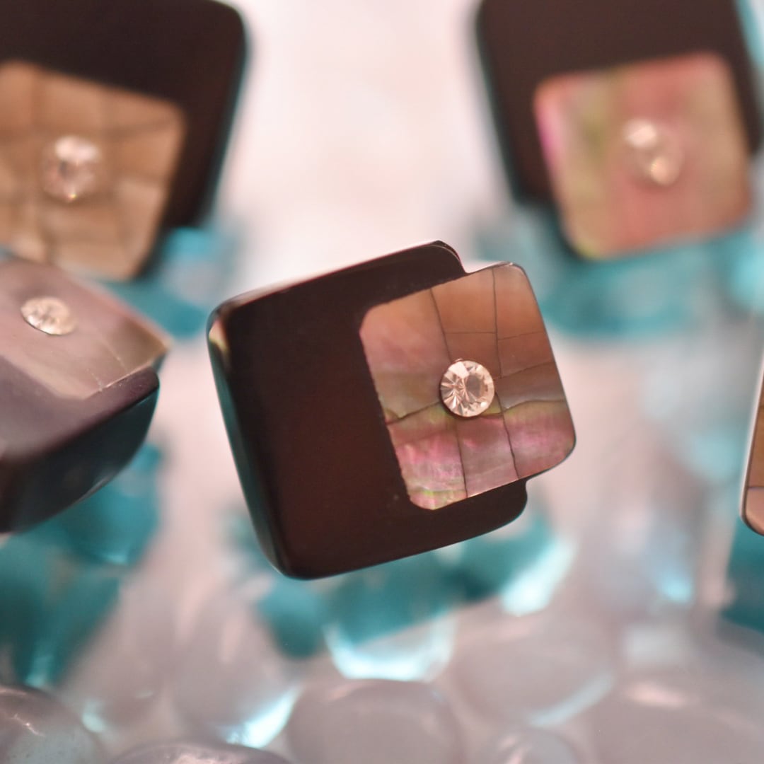 ブラックスクエア 黒蝶貝モザイク 15mm