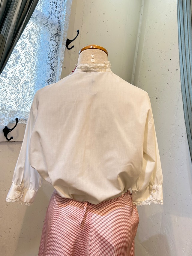 50's60's white cotton lace blouse