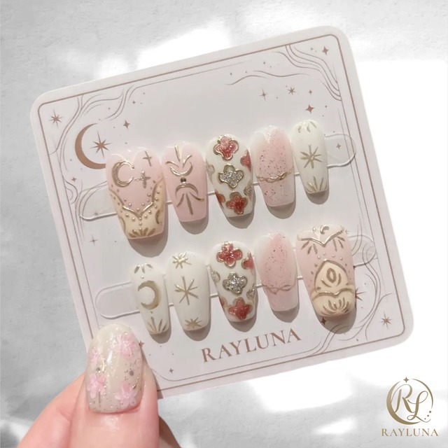 #535 ミディアム バレリーナ／XY104 繰り返し使えるネイルチップ